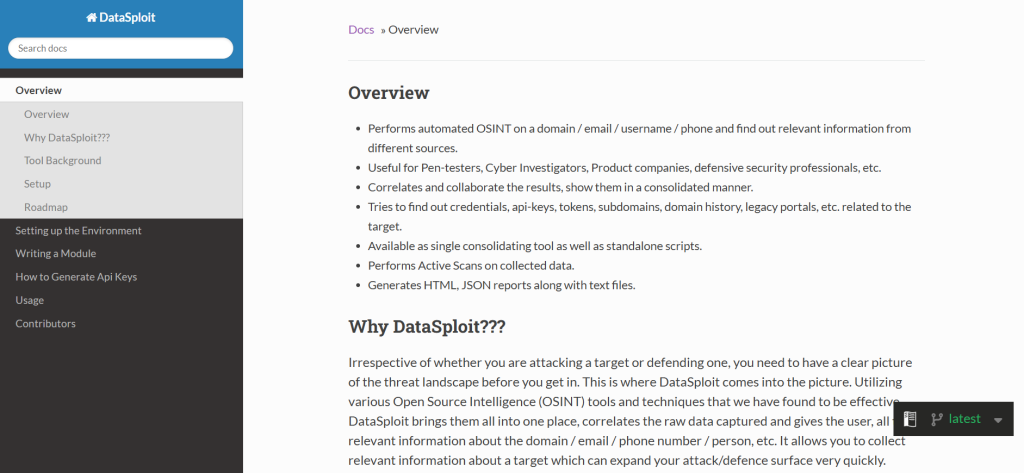 Datasploit OSINT tool