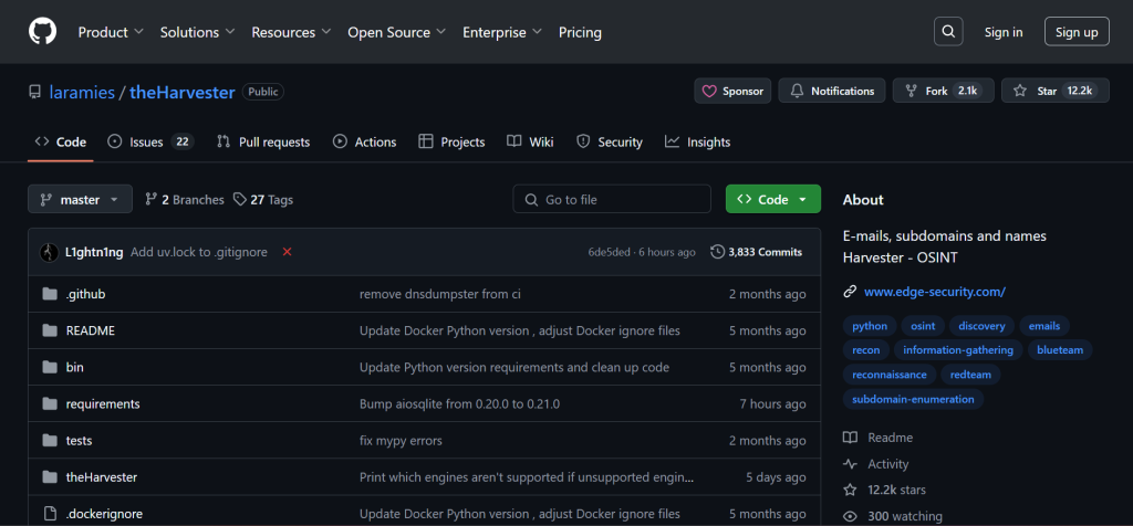 OSINT tool theHarvester
