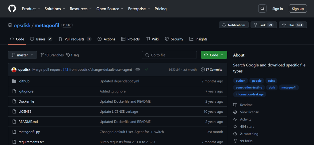 Metagoofil OSINT tool
